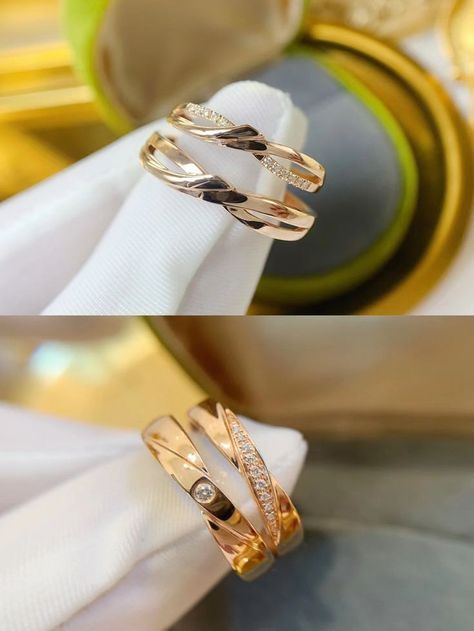 Couple Rings Gold, خواتم خطوبة, Wedding Rings Sets His And Hers, Couple Ring Design, Engagement Rings Couple, Cute Engagement Rings, Chinese Jewelry, Gold Rings Simple, Couple Wedding Rings