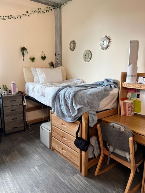 Double Occupancy Dorm Ideas, College Necessities Freshman Year, Ucsb Dorm, Yale Dorm, Dorm Room Layouts, College Dorm Room Inspiration, Dream Dorm Room, Cozy Dorm Room, Dorm Room Styles