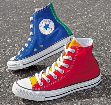 #colorblock #converse #sneakers #chucktaylors Converse 2020, Converse High Top, Hand Painted Shoes, Outfits With Converse, Hype Shoes, Aesthetic Shoes, Swag Shoes, Converse Sneakers, Painted Shoes