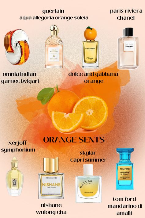 1. Omnia Indian Garnet by Bvlgari: Luxurious and exotic. 2. Guerlain Aqua Allegoria Orange Soleia: Lively citrus freshness. 3. Dolce & Gabbana Orange: Fruity and vibrant. 4. Paris Riviera by Chanel: Elegant French sophistication. 5. Xerjoff Symphonium: Opulent and captivating. 6. Nishane Wulong Cha: Fragrant tea journey. 7. Skylar Capri Summer: Effortlessly inviting. 8. Tom Ford Mandarino Di Amalfi: Luxurious citrus elegance. Guerlain Orange Soleia, Citrus Perfumes For Women, How To Smell Like Oranges, Skylar Fragrance, Citrus Perfume For Women, Lemon Perfume, Perfume Orange, Orange Perfume, Capri Summer