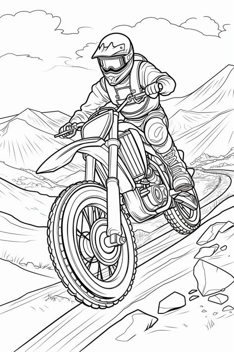 Motorbike Colouring Pages, Boys Colouring Pages, Colouring Pages For Boys, Dirt Bike Coloring Pages, Kids Colouring Printables, Monster Truck Coloring Pages, Color By Number Printable, Farm Animal Coloring Pages, Truck Coloring Pages