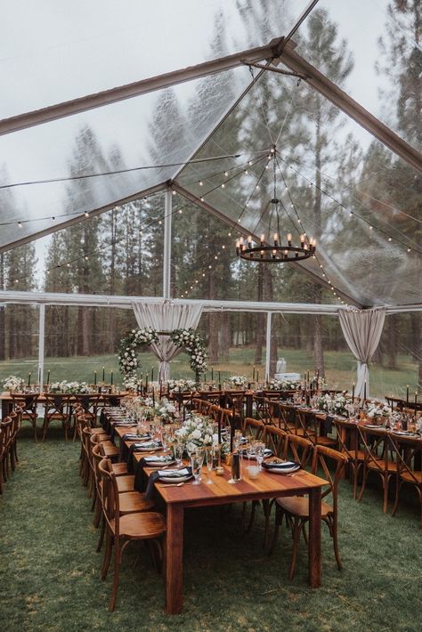 Outdoor Tent Wedding, Forest Wedding Venue, Tent Wedding Reception, Clear Tent, Wedding Backyard Reception, Backyard Reception, Yard Wedding, Dream Venue, Tent Reception