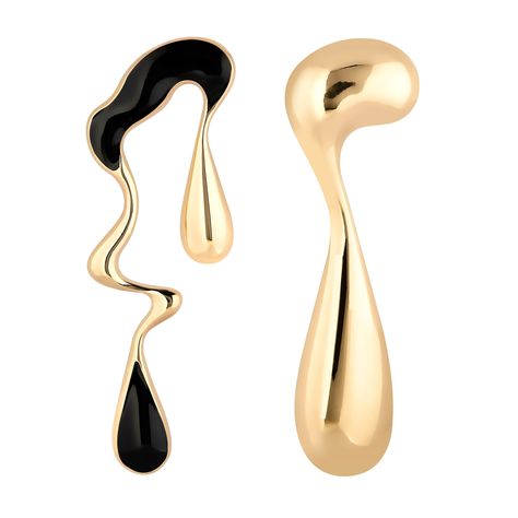 PRICES MAY VARY. MISMATCHED DESING These mismatched liquid earrings are big, bold, and gorgeous. They are 18k gold plated with an enamel coating which makes them very durable as well as eye-catchin EASY TO MATCH They are super easy to match with other jewelry but are dashing enough on their own, too. MODERN DESIGN The gold plating elicits a modern look while still being ornate. These elegant earrings are a modern classic that will never fade and make a bold statement while allowing everyday wear Liquid Earrings, Mismatched Earrings Trend, Big Gold Earrings, Large Drop Earrings, Abstract Earrings, Earring Trends, Gold Statement Earrings, Mismatched Earrings, Creative Jewelry