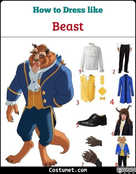 The Beast costume is a nice blue Victorian jacket, yellow paisley vest, and black dress pants for his famous ballroom dance with Belle.             #Male #Female #male #movies #Disney #female #BeautyandtheBeast #couple #Victorian #prince #princess Disney Beast Costume, Beast Costume Mens, Kids Beast Costume, Beast From Beauty And The Beast Costume, Beast Costume Diy Men, Beast Inspired Outfits Men, Toddler Beast Costume, Beauty And Beast Diy Costume, Homemade Beauty And The Beast Costume