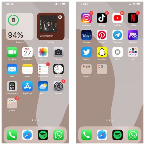 Iphone App Organization Simple, Ways To Organize Your Phone Apps, Iphone Apps Organize, Iphone Organization Apps, Simple Homescreen Layout, Organize Apps On Iphone, Iphone Interface, Iphone Tutorial, Organize Phone Apps