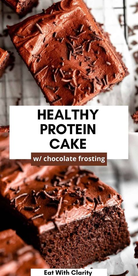 This chocolate protein cake is the perfect healthy chocolate recipe. It's made with oat flour, easy to make, gluten free and dairy free optional. This gluten free protein cake has 10 grams of protein per serving and is moist, fluffy and perfect for a healthy dessert. Best Healthy Chocolate Cake, Healthy Chocolate Protein Desserts, Healthy Chocolate Lovers Cake, High Protein Chocolate Cake, Baking With Chocolate Protein Powder, Chocolate Protein Powder Recipes, Protein Chocolate Cake, Cake Recipes Healthy, Protein Cake Pops