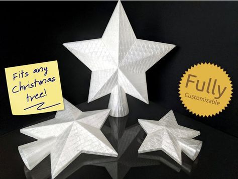 Cricut Tree Topper, North Star Christmas Tree Topper, Pentagram Tree Topper, 3d Printed Tree Topper, Yellow Star Tree Topper, Christmas Tree Star Topper, Christmas Tree Star, 3d Printer Designs, 3d Printing Diy