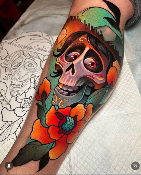 Severed Head Tattoo, Traditional Mirror Tattoo, New School Tattoo Designs Sketches, Dia De Los Muertos Tattoo Ideas, Tatuajes Full Color, Pixar Tattoos, Neotraditional Tattoo Design, Tattoo New School, Mirror Tattoos