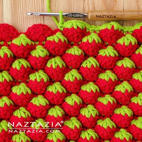 Crochet Classroom, Strawberry Stitch Crochet, Crochet Strawberry Stitch, Strawberry Stitch, Crochet Strawberry, Crochet Stitches For Blankets, Crochet Clothes For Women, Crochet Inspo, Stitch Crochet