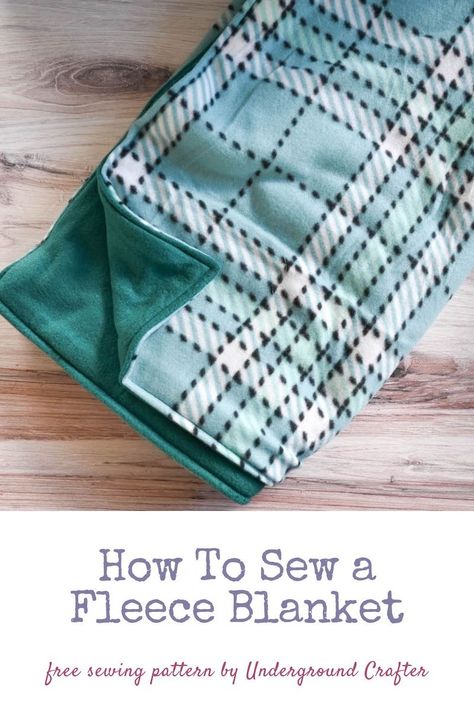 Sewing Blanket Edges, Sew Lush Fleece Blanket, Ty Blankets No Sew Fleece, Fleece Quilts For Beginners, Diy Sewing Blankets, Leftover Fleece Projects, Binding A Fleece Blanket, Sew A Blanket For Beginners, Easy Blankets To Sew