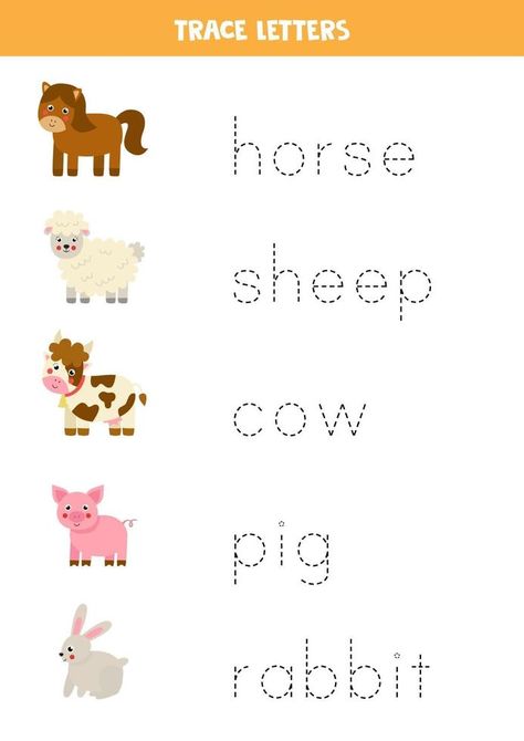 Handwriting Practice Preschool, Cartoon Farm Animals, Ivan Cruz, Animal Writing, Farm Animals Preschool, Farm Animals Activities, Cute Farm Animals, Preschool Activities Printable, Abc Worksheets