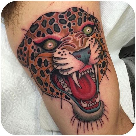 Jaguar Tattoo, Traditional Tattoo Inspiration, Leopard Tattoos, Panther Tattoo, Traditional Tattoo Design, Traditional Tattoo Art, 1 Tattoo, Desenho Tattoo, Head Tattoos