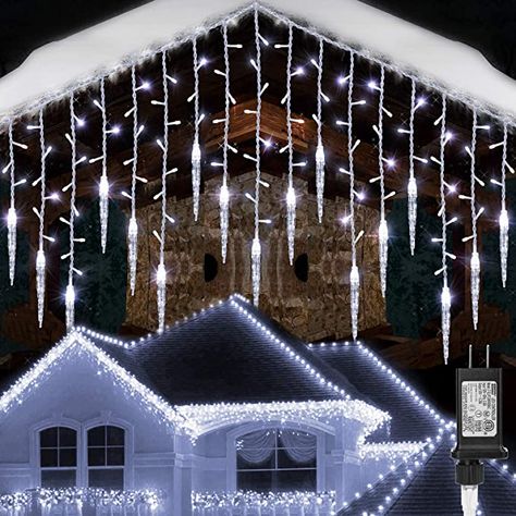 Amazon.com: Toodour Christmas Icicle Lights, 29.5ft 360 LED, 8 Modes, Window Curtain Fairy Lights with 60 Drops, Led Icicle Fairy Twinkle Lights for Party, Holiday, Wedding Decorations (Pure White) : Everything Else Waterfall Lights, Icicle Christmas Lights, Led Garland, Led Curtain Lights, Led Curtain, Led Christmas Tree, Icicle Lights, Light Garland, Outdoor Curtains