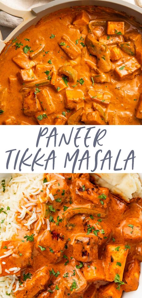 This paneer tikka masala recipe is restaurant-quality vegetarian Indian food, made at home! With tons of authentic flavor, thanks to a couple key steps, this is real-deal takeout... or even better! Veg Tikka Masala, Vegetarian Tikka Masala Recipe, Best Indian Food Recipes Veg, Panner Masala Curry, Hindu Food Recipes, Instant Pot Paneer Tikka Masala, Tikka Masala Paneer, Tikka Masala Recipe Vegetarian, Chana Tikka Masala