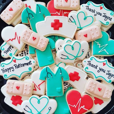 Nursing cookies Sugar cookies Retirement cookies Medical cookies Nurse Retirement Cookies Decorated, Doctor Retirement Cookies, Medical Decorated Cookies, Nurse Retirement Cookies, Nurse Appreciation Cookies, Nursing Cookies, Dental Cake, Flooded Cookies, Retirement Cookies