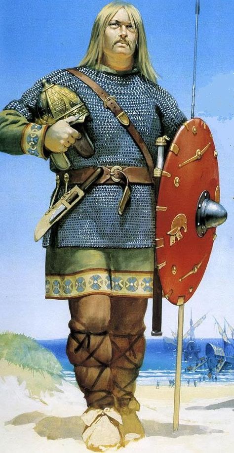 Byzantine Military: Byzantine Sardinia - Imperial Province Frankish Warrior, Saxon Warrior, Angus Mcbride, Norse Warrior, Germanic Tribes, Historical Warriors, Celtic Warriors, Ancient Warfare, Armadura Medieval