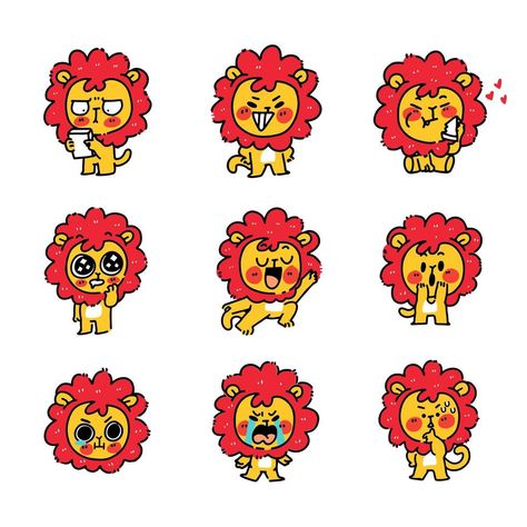 Lion Mascot, Character Mascot, Lion Design, Cute Lion, Lion Cub, Mascot Design, Illustration Character Design, Digital Stamps, Vector Art