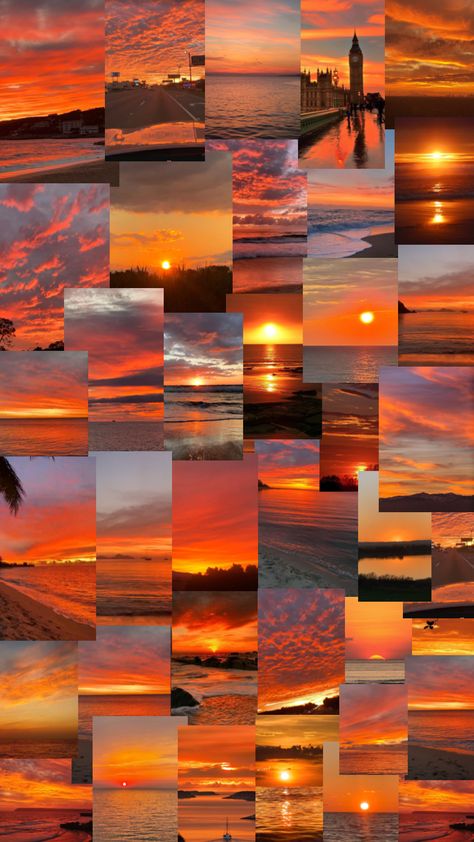 Sunset Collage<3🧡 #sunset #collage #sunsetcollage #wallpaper #sunsetwallpaper #nature #sun Sunset Collage Art, Sun Collage Wallpaper, Sunset Collage Aesthetic, Sunset Aesthetic Collage, Sunset Collage Wallpaper, Beach Sunset Aesthetic Wallpaper, Collage Sunset, Sunset Collage, Beautiful Sky Pictures