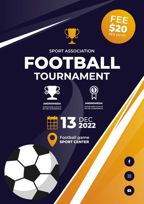 Sports Brochure Design, Sports Brochure, Sports Ads, Tournament Poster, Football Fever, Poster Template Free, About Football, Football Tournament, Club Poster