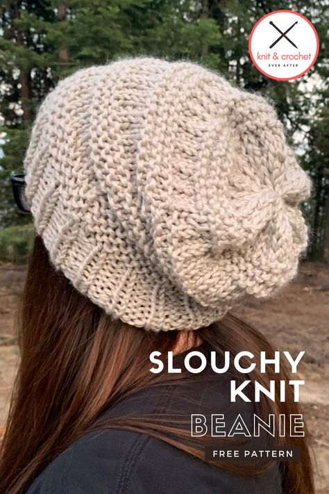 Mens Slouchy Beanie Knit Pattern Free, Slouchy Beanie Hat Pattern, Knit Slouchy Hat Pattern Free Bulky Yarn, Knit Bulky Hat Pattern, Knitting Patterns Videos, Slouch Hat Pattern Free, Slouchy Beanie Crochet Pattern Free, Slouch Beanie Crochet Pattern, Slouch Hat Knit Pattern