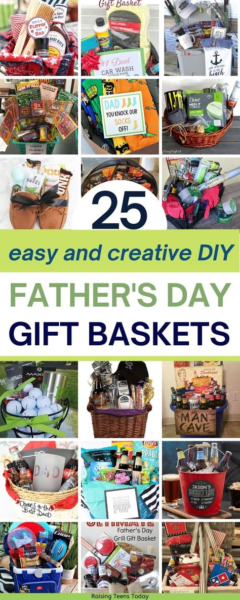 25 DIY Father's Day Gift Basket Ideas - Raising Teens Today Father's Day Gift Box And Baskets, Fathers Day Gifts Ideas From Teenagers, Sports Basket Ideas, Golf Themed Gift Baskets, Golf Gift Basket Ideas For Men, Fathers Day Baskets Ideas For Men, Golf Basket Ideas For Men, Fathers Day Theme Ideas, Golf Fathers Day Gifts