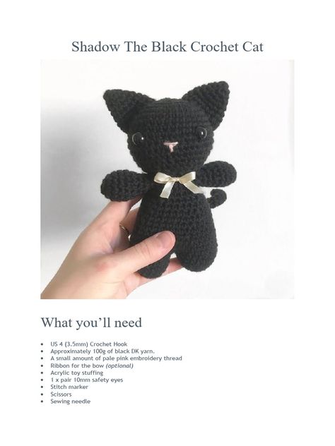 Crochet Tuxedo Cat Pattern Free, Simple Cat Crochet Pattern, Tuxedo Cat Crochet Pattern, No Sew Cat Crochet Pattern Free, Crochet Cryptid Free Pattern, Cat Toy Crochet Pattern Free, Black Cat Crochet Pattern Free, Crochet Cat Pattern Free Amigurumi, Black Crochet Ideas