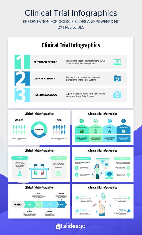 These Clinical Trial infographics are great for medical purposes. Edit and download them as Google Slides theme and PowerPoint template Clinical Trials Infographic, Medical Infographic, Infographic Layout, Brand Guidelines Template, Google Slides Theme, Presentation Slides Templates, Portfolio Inspiration, Clinical Research, Medical Research