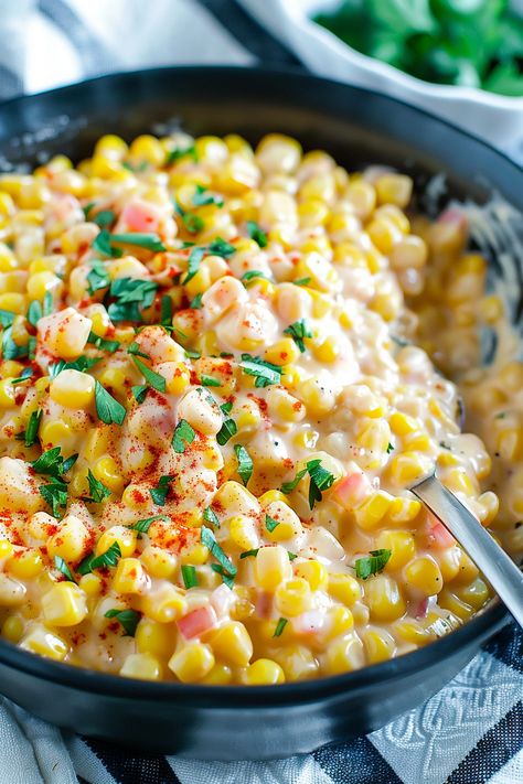 Corn Side Dish Recipes, Turkey Salisbury Steak, Slow Cook Turkey, Side Veggies, Crockpot Corn, Creamy Corn Dip, Southern Corn, Cajun Corn, Cooking Corn