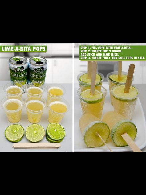 Lime-a-Rita pops.  Great for some summer night parties!  beerita, Popsicle, adult fun, margarita Popsicle. Nacho Bar, Summer Hacks, Tasty Drinks, Ice Pops, Bud Light, Summer Treats, Limes, Adult Drinks, Party Drinks