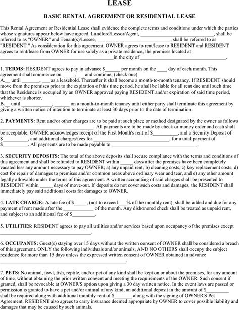 Basic Rental Agreement 2 Lease Agreement Landlord, Lease Agreement Free Printable, Room Rental Agreement, Rental Agreement Templates, Rental Property Management, Rental Application, Purchase Agreement, Templates Free Design, Contract Agreement