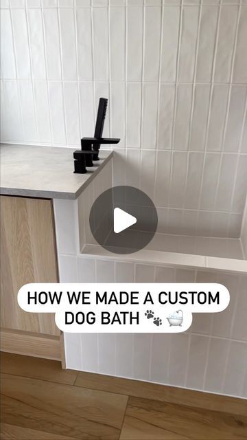 Dog Friendly Utility Room, Small Utility With Dog Bed, Dog Outdoor Shower Ideas, Laundry Room Dog Shower Ideas, Dog Wash Station With Sink, Dog Washer Station, Modern Laundry Rooms With Dog Wash, At Home Dog Bathing Station, Laundry Room Design Dog Bath