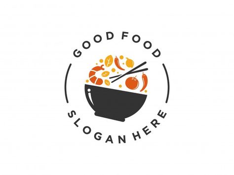 Food logo design. | Premium Vector #Freepik #vector #logo #food #template #restaurant Food Logo Aesthetic, Friendly Logo Design, Logo Food Design, Food Restaurant Logo, Free Business Logo, Bowl Logo, Template Restaurant, Catering Logo, Fast Food Logos