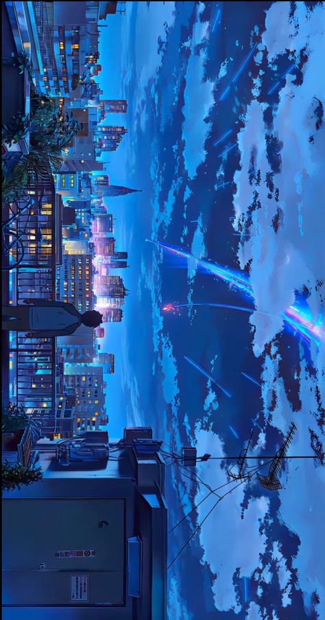 Kimi No Na Wa Wallpaper, Your Name Wallpaper, Chill Wallpaper, الفن الرقمي, Your Name Anime, Sky Anime, Wallpapers Anime, Anime City, Anime Backgrounds