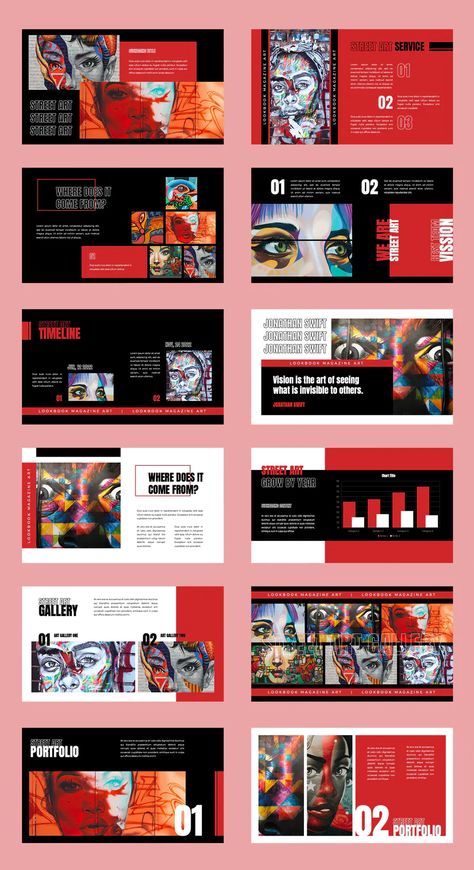 Unique Powerpoint Design, Art Portfolio Powerpoint, In Design Templates, Art Slide Presentation, Design Slides Presentation, Art Portfolio Presentation, Cool Slides Powerpoint, Powerpoint Portfolio Design, Art Presentation Ideas Powerpoint