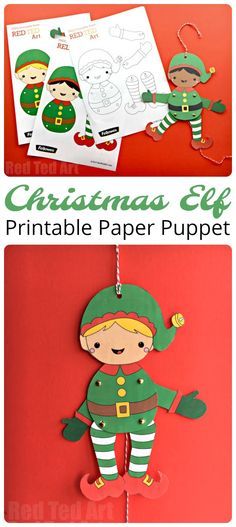 Easy Elf Paper Puppet for Christmas. How CUTE are these darling Elf Puppets? A free printable for all to enjoy this Christmas season. Get creative and colour your own! Short on time, make use of the handy coloured versions. Adorable. Super fun Christmas E Elf Patterns Free Printable, Elf Crafts, Red Ted Art, Easy Elf, Paper Puppets, Christmas Paper Crafts, Preschool Christmas, 12 December, Christmas Classroom