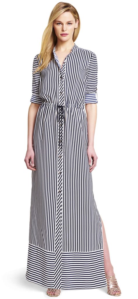 Striped Maxi Shirtdress Sewing Dress, Modest Summer, Dress Modest, Mode Boho, Easy Style, Striped Maxi, Striped Maxi Dresses, Adrianna Papell, Mode Inspiration