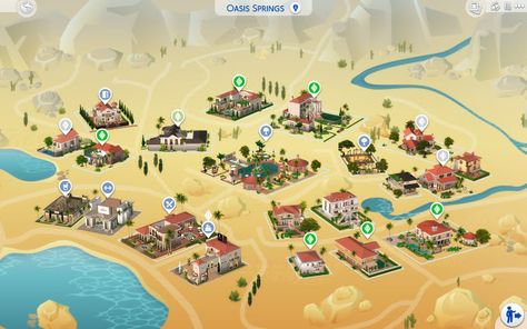 Oasis Springs Makeover - Via Sims Sims 4 Seasons, Oasis Springs, Sims Love, Los Sims 4 Mods, Map Layout, Sims 4 Challenges, Sims 4 Clutter, Sims 4 House Design, Casas The Sims 4