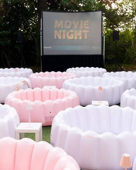 Inflatable Pool Movie Night, Inflatable Movie Screen Party, Pool Movie, Inflatable Movie Screen, Outdoor Movies, Movie Birthday Party, Outdoor Cinema, Outdoor Screens, Movie Birthday