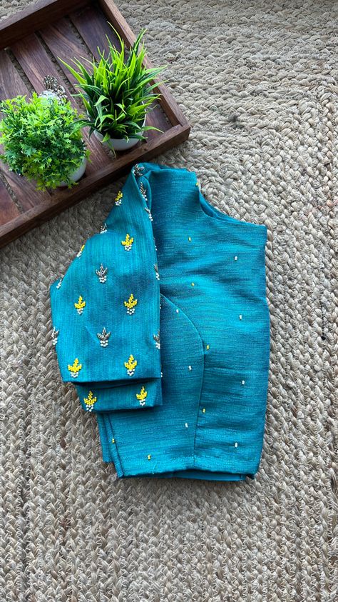 Blouse – Page 3 – Threads Thread Work Blouse Designs, Hand Worked Blouse, Pink Organza Saree, Floral Organza Saree, Worked Blouse, Shibori Sarees, Kalamkari Blouse, Blue Silk Saree, Checks Saree