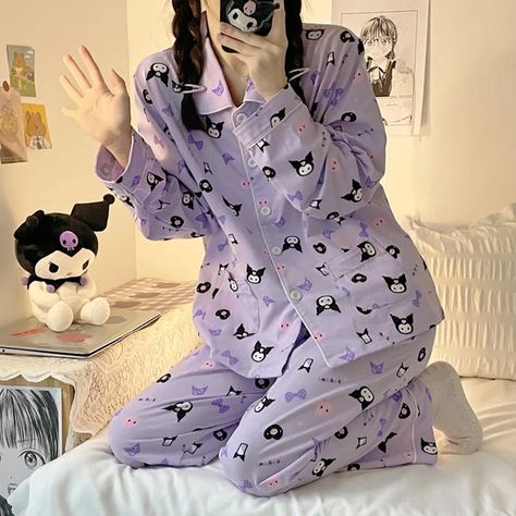 Kawaii Shopping, Korean Pajamas, Xxl Dress, Kawaii Pajamas, Pajamas Aesthetic, Purple Pajamas, Kawaii Shirts, Cute Pjs, Sleepwear Fashion