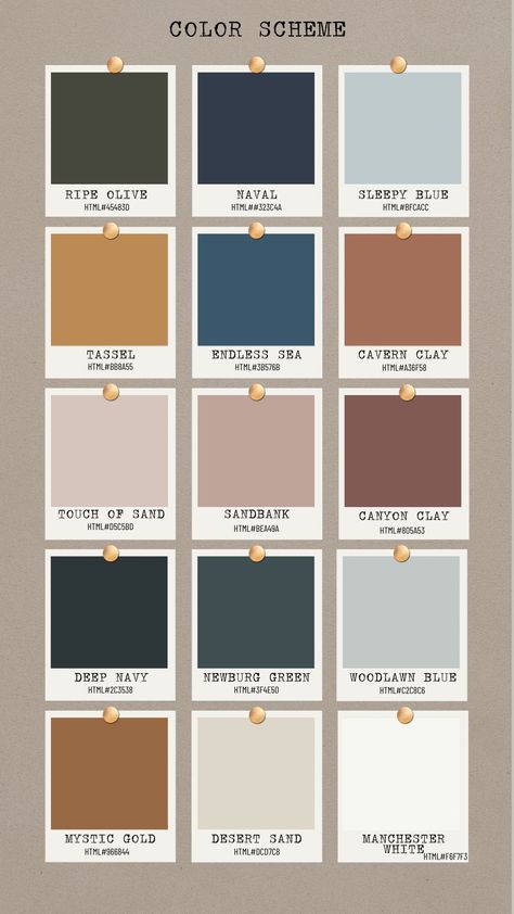 Washington Color Palette, Soft Earth Tone Color Palette, House Decor Color Palettes, Home Decorating Color Palettes, Sage Terracotta Navy Color Palette, Mcm Blue Paint Colors, Color Scheme Home Interior, Muted House Colors, Colors That Compliment Slate Blue