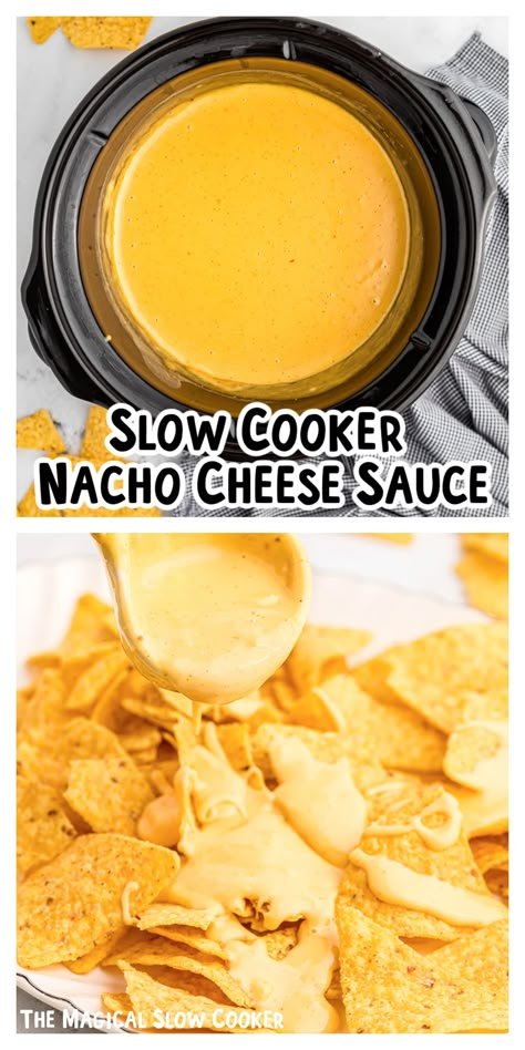 Slow Cooker Nacho Cheese Sauce, Crockpot Nachos Cheese, Nacho Crockpot Recipe, Melty Cheese Sauce, Easy Crockpot Nacho Cheese Dip, Velvetta Cheese Nacho, Nacho Bar Cheese Sauce, Nacho Cheese Dip Velveeta, Homemade Nacho Cheese Sauce Crockpot