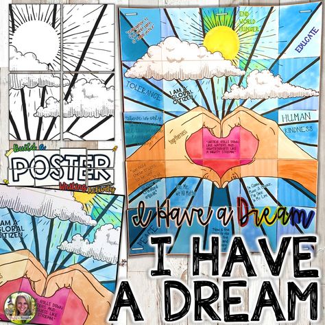 I Have A Dream Activities, I Have A Dream Craft, Martin Luther King Art Projects, I Have A Dream Art, Martin Luther King Jr Art, Martin Luther King Art, Martin Luther King Birthday, Collaboration Poster, Martin Luther King Activities