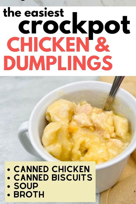 Crockpot Chicken And Dumplings Canned Biscuits, Cubed Chicken Recipes Crock Pots, Easy Chicken Dumplings Recipe Crock Pots, Canned Chicken Crock Pot Recipes, Easy Chicken Recipes With Few Ingredients Crock Pot, Chicken And Dumplings Using Can Biscuits, Chicken Dumplings With Canned Biscuits, Canned Biscuits Chicken And Dumplings, Dumplings Using Canned Biscuits