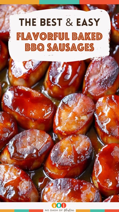 Flavorful Baked BBQ Sausages Bbq Kielbasa Recipes, Bbq Polish Sausage, Baked Summer Sausage, Barbque Ideas Bbq, Polish Sausage Appetizers, Baked Sausages In Oven, Bbq Sausage Recipes, Bbq Smoked Sausage Bites, Sausage App