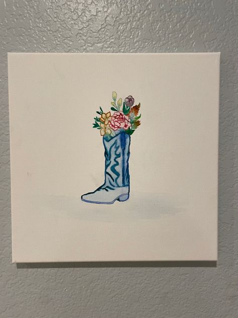 Boot Painting, Boots Painting, Cowboy Boots Painting, Cowboy Boot Painting, Cowboy Boot Painting On Canvas, Cowboy Paintings Easy, Watercolor Cowboy Boots, Cowboy Boot Watercolor, Cowboy Boots Acrylic Painting