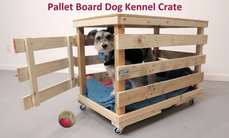 Easy and fast pallet board crate build with hinged door for dog kennel Diy Dog Kennel Indoor Easy, Pallet Dog Kennel Indoor, Diy Inside Dog Kennel, Corner Dog Kennel Diy, Pallet Dog Crate, Pallet Dog Kennel, Dog Kennel Inside, Xxl Dog Crate, Wood Dog Kennel