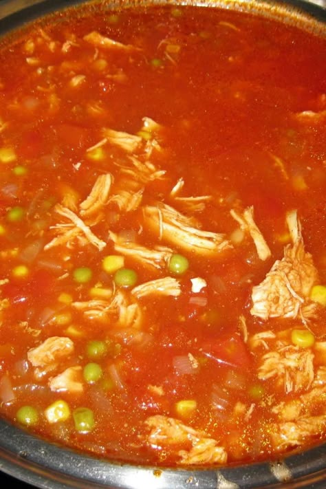 Chicken Stew Red Chicken Stew Southern, Chicken Stew Tomato Base, Chicken Stew With Tomatoes, Homemade Chicken Stew Recipe, Old Fashioned Chicken Stew, Alabama Chicken Stew, Stove Top Chicken Stew, Southern Style Chicken Stew, Chicken Stew Soup