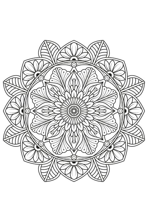 Mandala Coloring Pages For Adults, Floral Mandala, Abstract Coloring Pages, Mandala Art Lesson, Pattern Coloring Pages, Detailed Coloring Pages, Doodle Coloring, Printable Adult Coloring Pages, Adult Coloring Book Pages