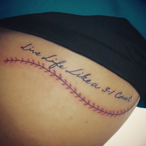 "Live Life Like a 3-1 Count" #tattoo #baseball Softball Tattoos, Baseball Tattoo, Baseball Tattoos, Delicate Tattoos For Women, Meaningful Wrist Tattoos, Sport Tattoos, Stitch Tattoo, Softball Quotes, Quotes Tattoos